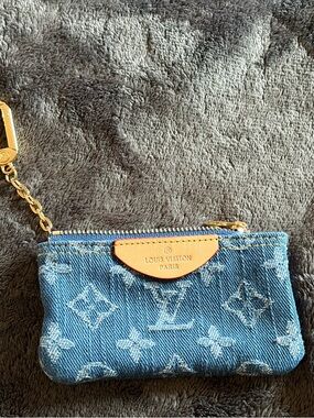 Blue Denim Monogram Key Pouch